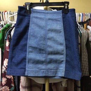 EUC Free People Two-Tone Denim Miniskirt Back Zip